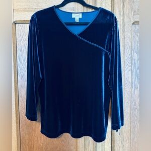 Talbots Elegant Navy Velvet Women's Top